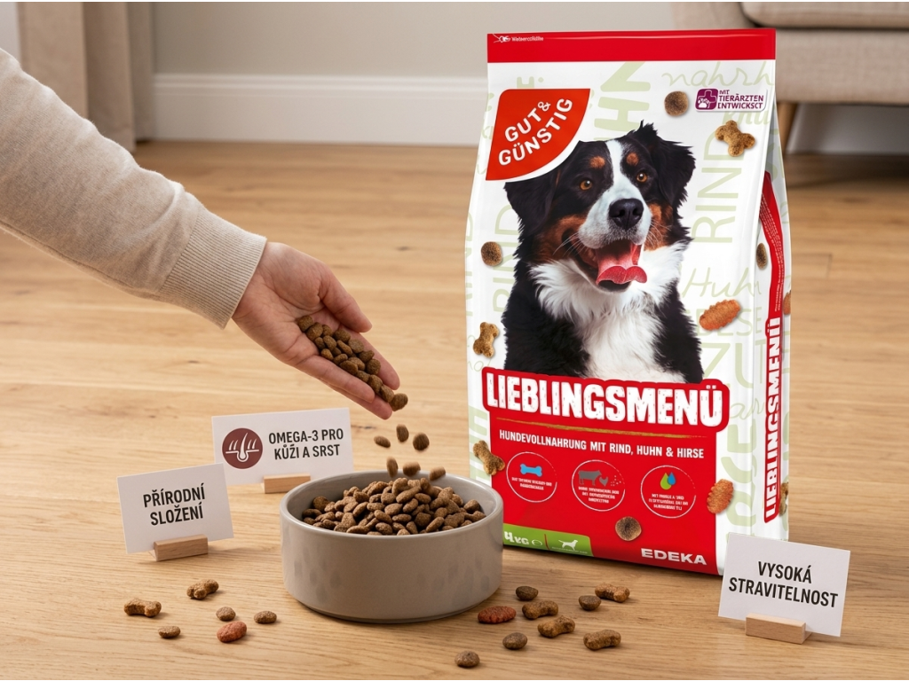 G&G Oblíbené menu granule s hovězím, kuřecím a prosem 10 kg dávkování