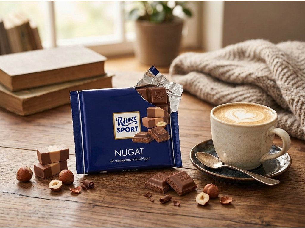 Ritter Sport Nugat při podávání ke kávě