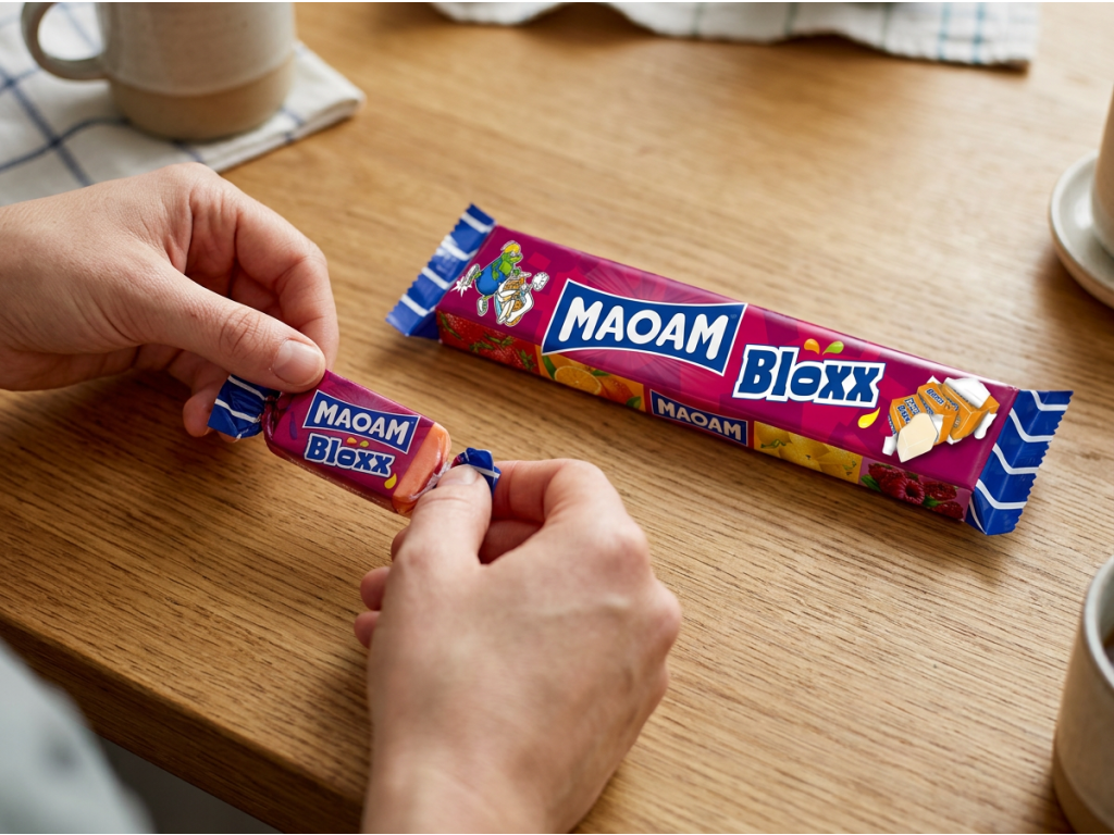 Haribo Maoam Bloxx 5 ks 110 g - rozbalení bonbonu
