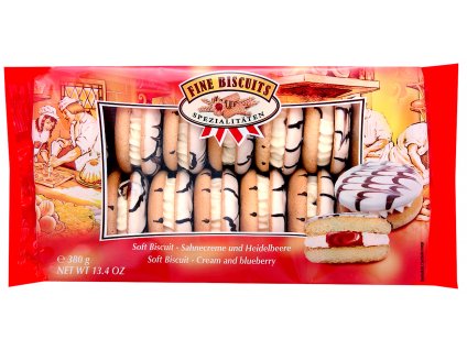 Jaffa slepované sušenky s borůvkovou a smetanovou náplní 380g