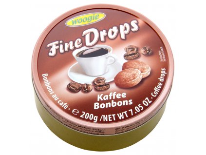 Woogie Fine Drops bonbóny v plechové dóze, káva 200g