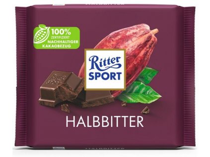 Ritter Sport HALBBITTER polohořká čokoláda 100 G  - originál z Německa