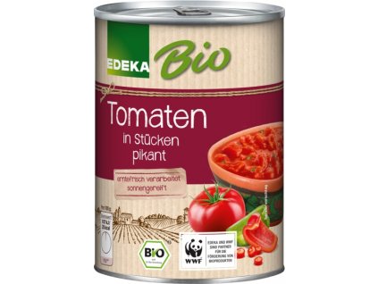 Edeka BIO rajčata, na kousky, pikantní 400g