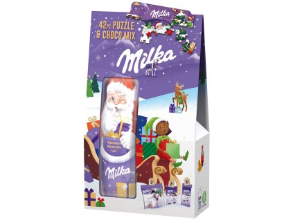 Milka Vánoční čokoláda a puzzle mix 124 g/VÝPRODEJ/31.03.2023