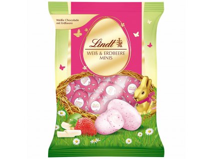 Lindt Mini velikonoční vajíčka bílá s jahodovou náplní 100 g