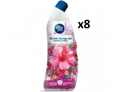 Ambi Pur aktivní WC čistič - Pink Hibiscus & Rose 8x750 ml-VÝHODNÉ BALENÍ