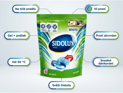 Sidolux Multicaps White capsule de spălat pentru rufe albe 10 buc