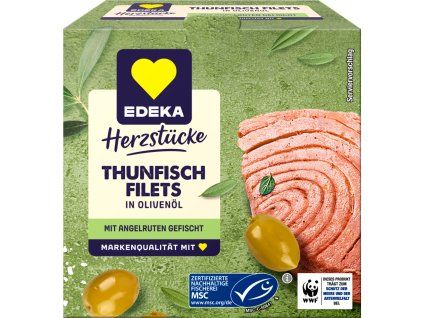 Edeka Premium Thunfisch-Filets in Olivenöl 185g  - originál z Německa