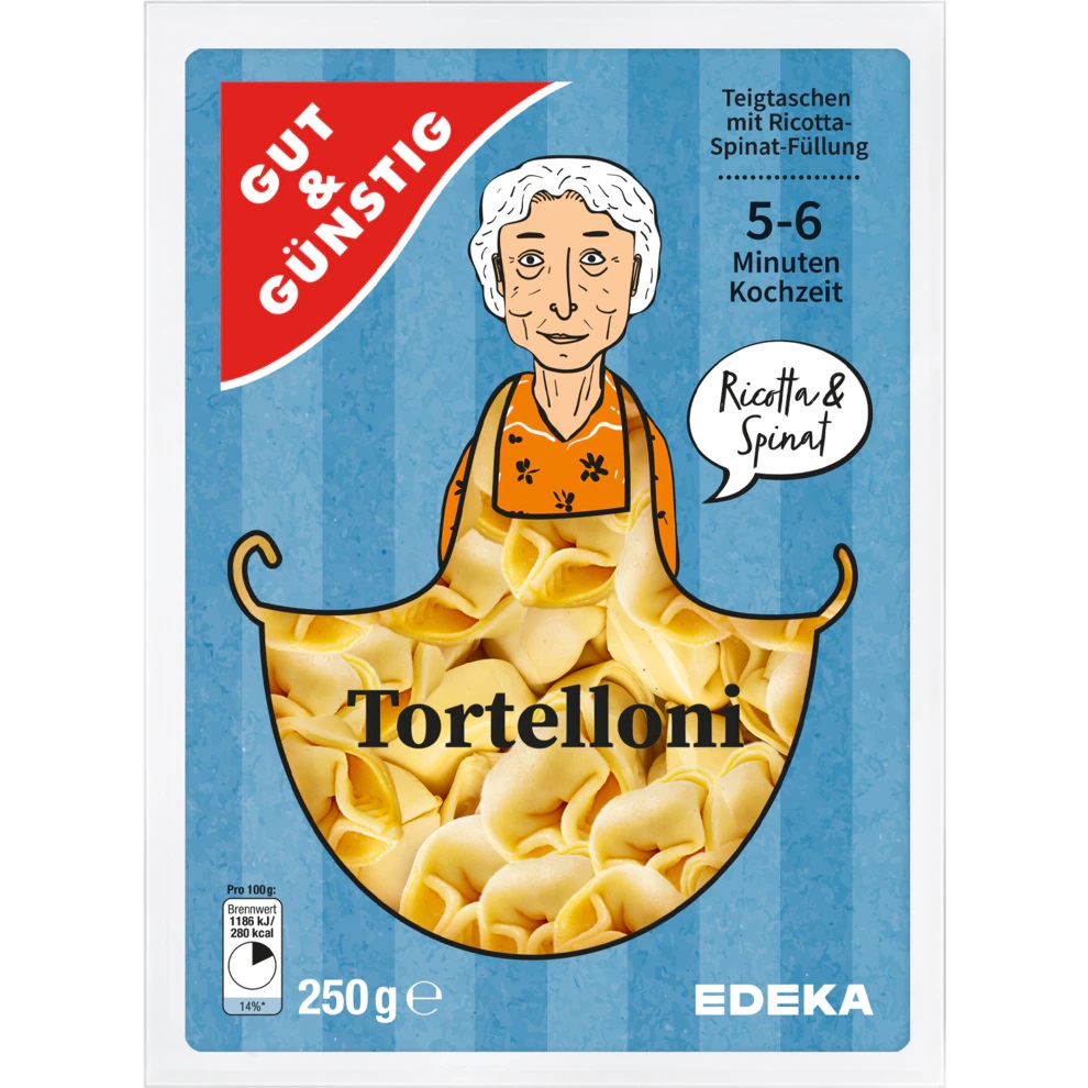 G&G Tortelloni plněné ricotta-čerstvým sýrem a špenátem 250g - originál z Německa