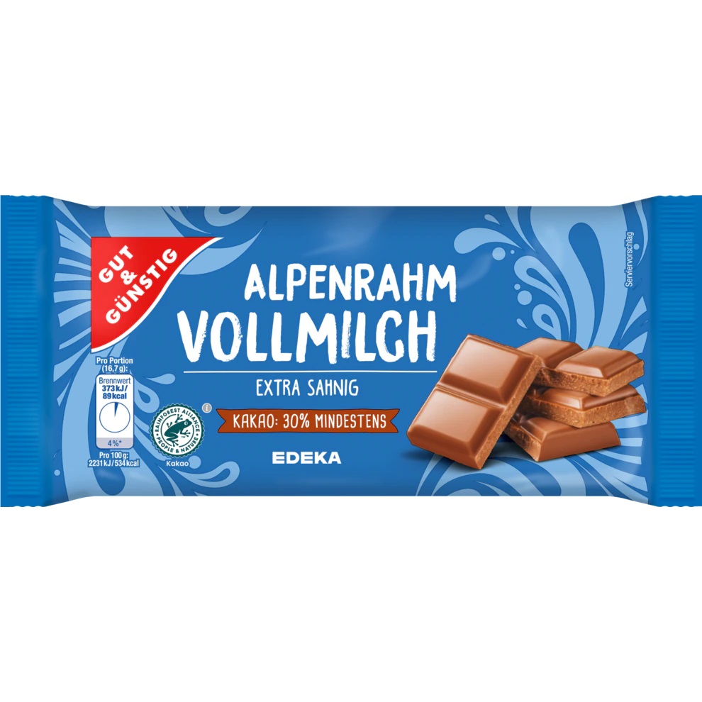 G&G Mléčná čokoláda z alpského mléka 100g - originál z Německa