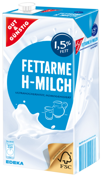 G&G Trvanlivé polotučné mléko 1,5% 1L - originál z Německa