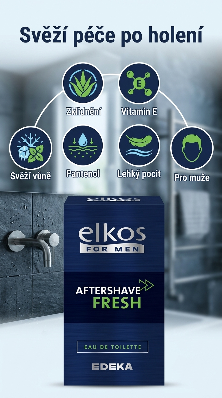 Elkos After Shave FRESH voda po holení 100ml - mobilní infografika