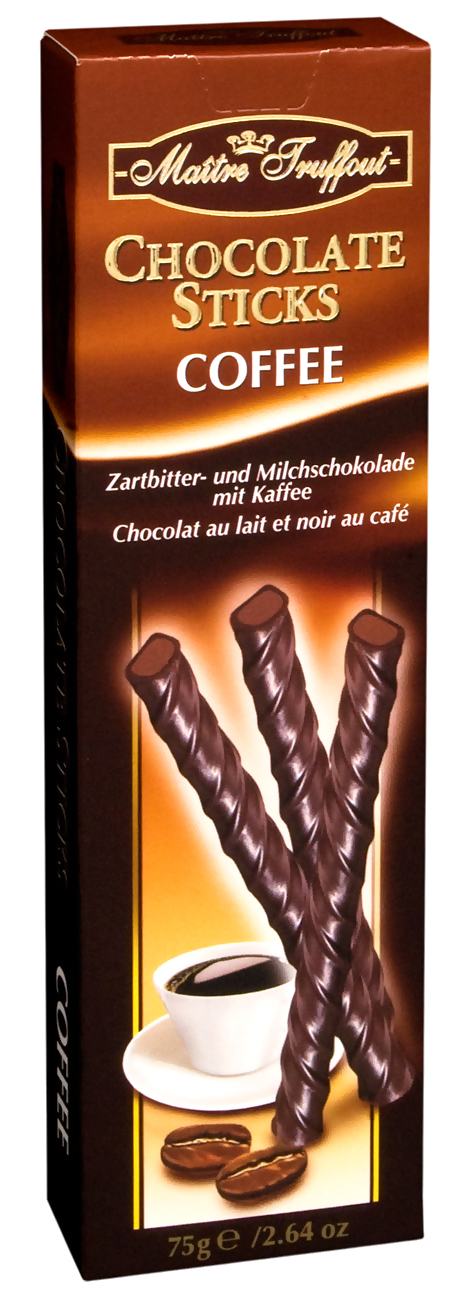 Maitre Truffout Truffout Čokoládové tyčinky, kávové 75g - originál z Německa