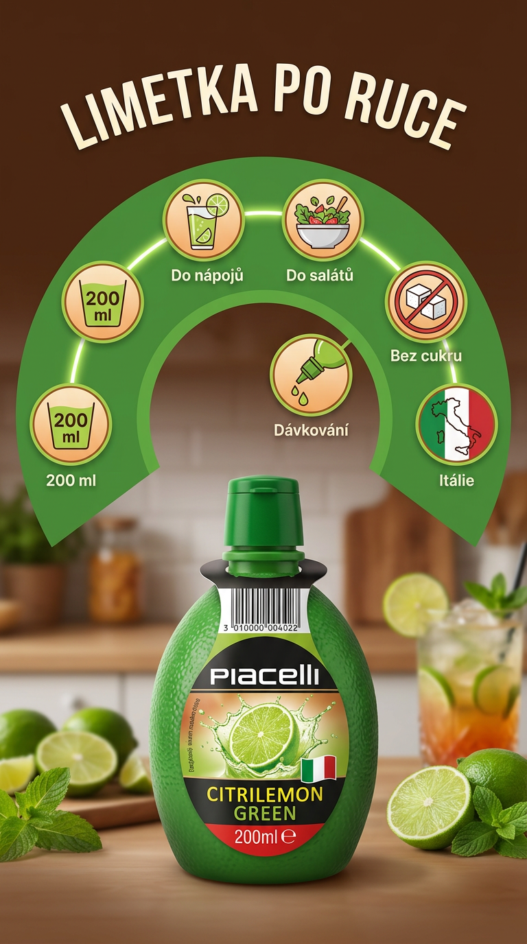 Piacelli limetkový koncentrát - mobilní infografika