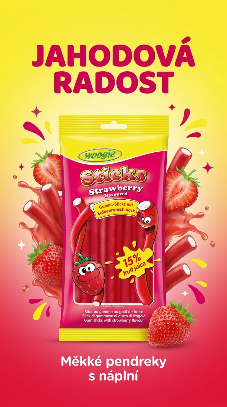 Woogie pendreky s náplní jahoda 80g - lifestyle poster