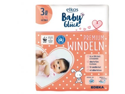 Elkos Premium dětské pleny 3+ MIDI 5-9kg 46 ks - originál z Německa