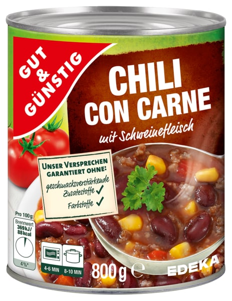 G&G CHILI CON CARNE s vepřovým masem 800G - originál z Německa