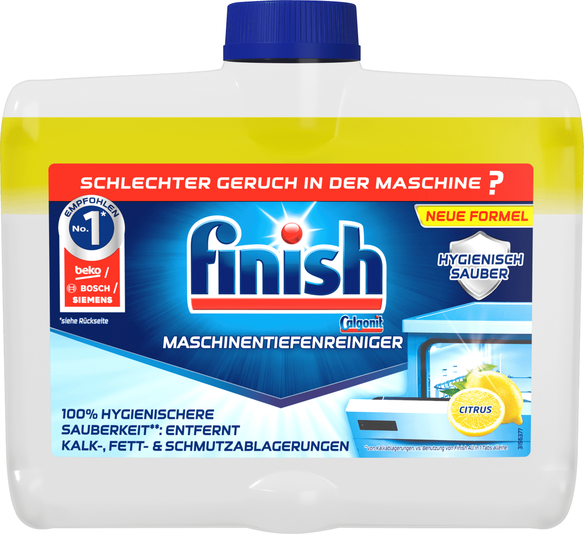 Calgonit Finish Čistič myčky - lemon 250 ml - originál z Německa