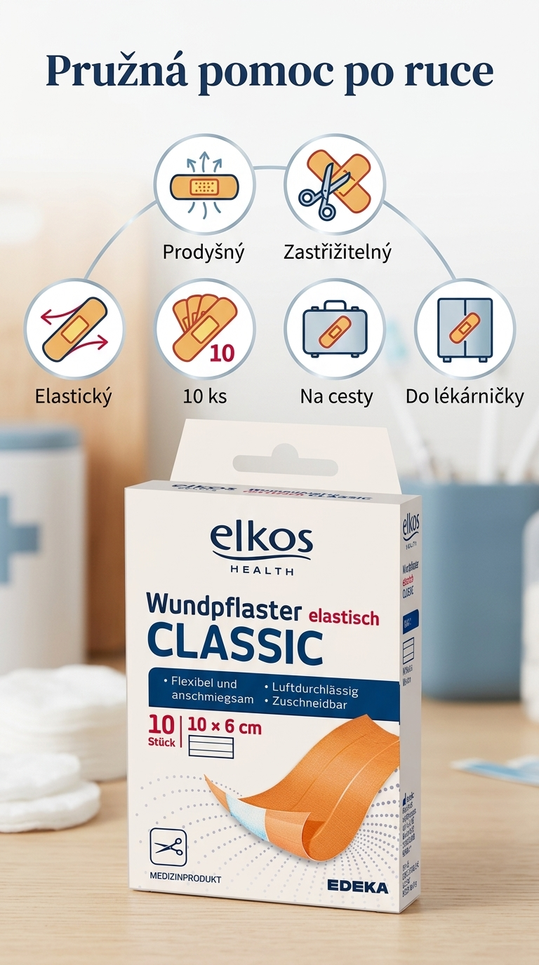 Elkos náplasti elastické 10 ks - mobilní infografika