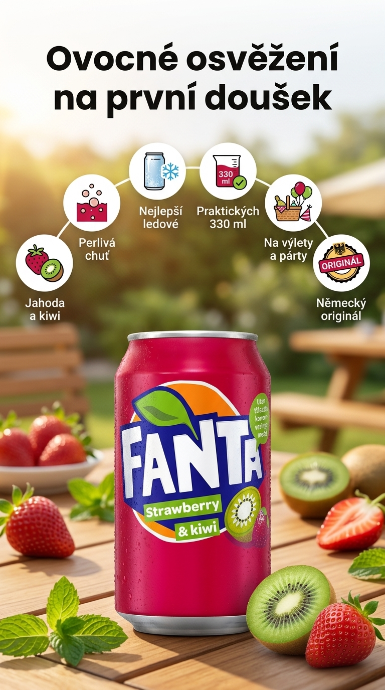 Fanta s příchutí jahod a kiwi 0,33l - mobilní infografika
