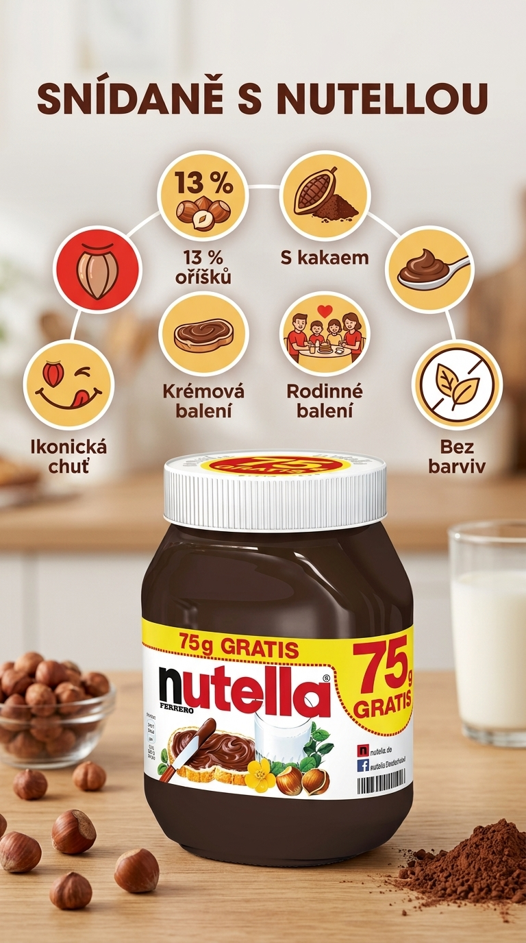Ferrero Nutella 825g - mobilní infografika