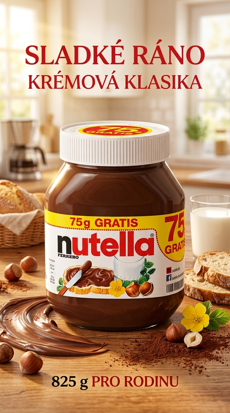Ferrero Nutella 825g - snídaňový lifestyle poster