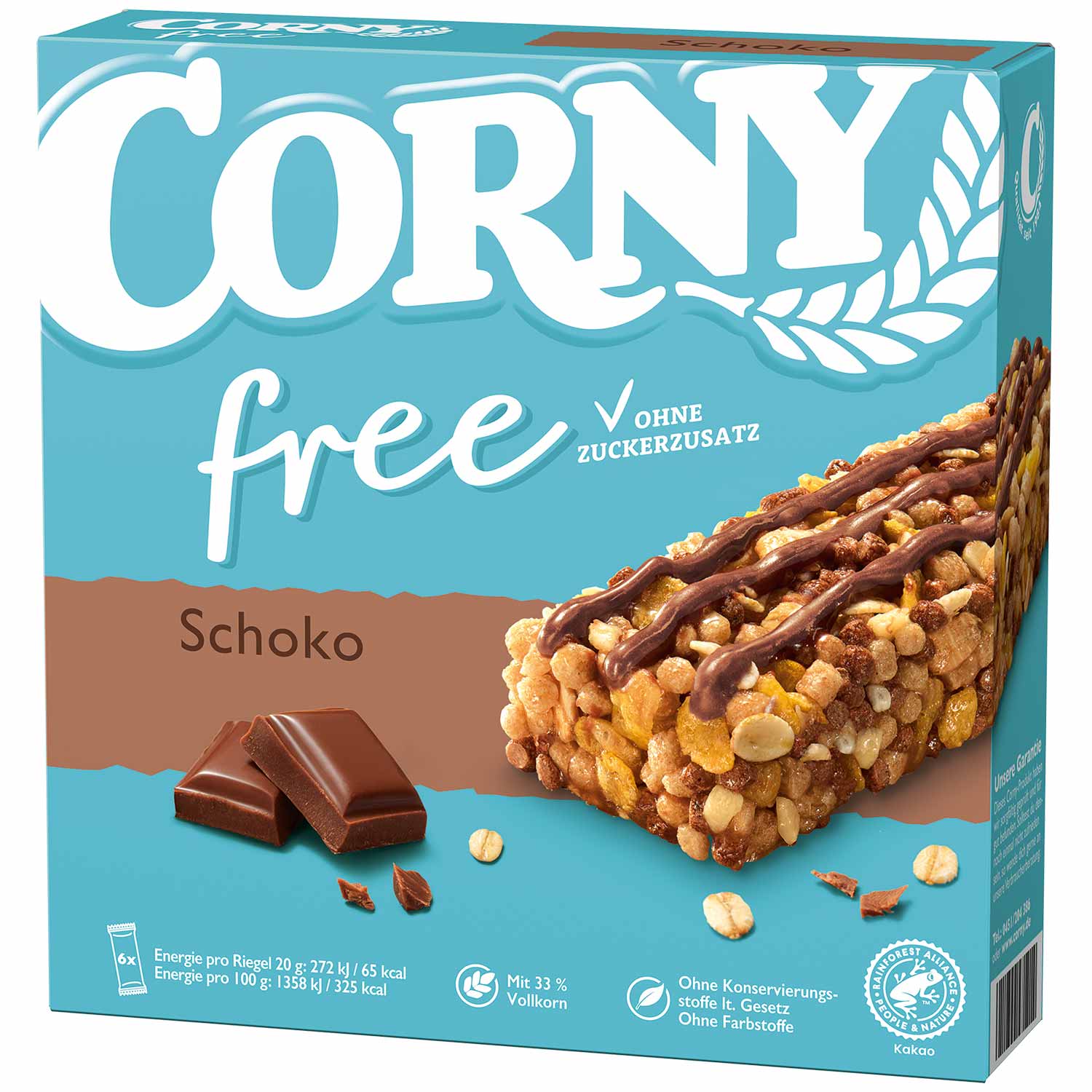Corny Free čokoládové cereální tyčinky 6 ks, 120g