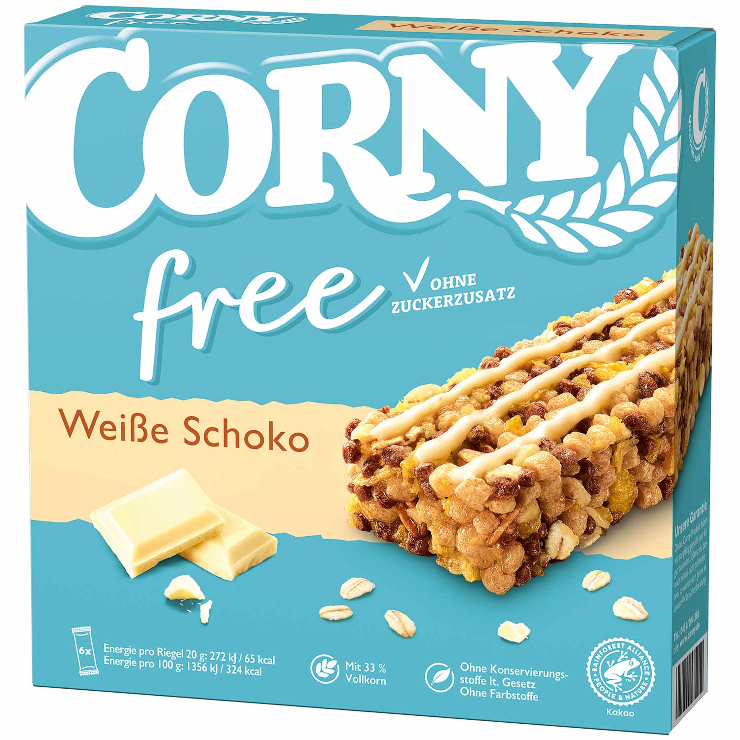 Corny Free cereální tyčinky s bílou čokoládou 6 ks, 120g