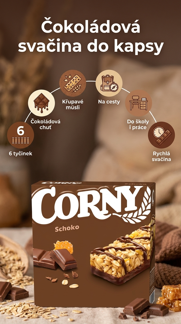 Corny čokoládové 6 ks - mobilní infografika