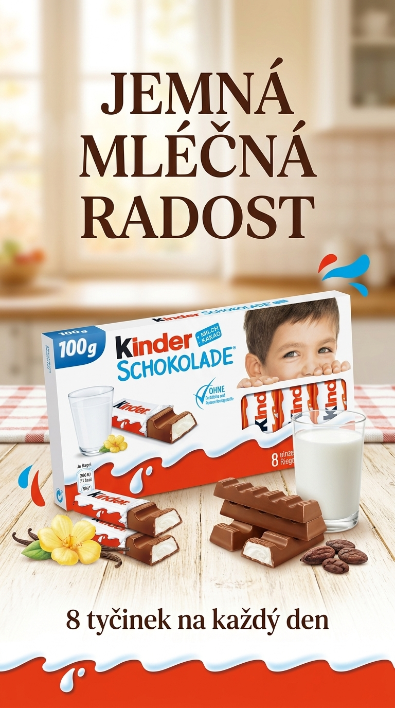 Kinder čokoláda 8 ks 100 g - lifestyle poster