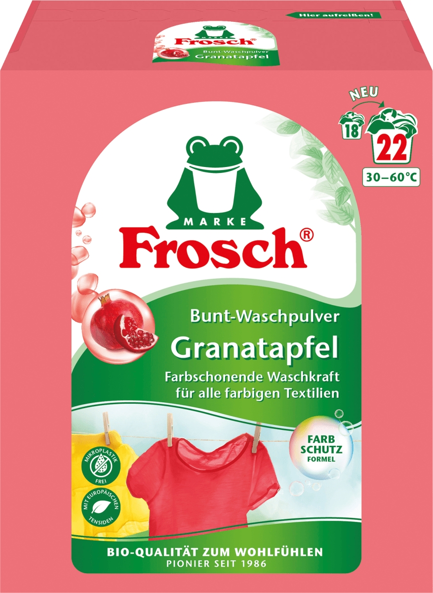Frosch Prací prášek na barevné prádlo Granátové jablko 1,45kg, 22 dávek
