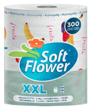 Soft Flower Kuchyňské utěrky 2-vrstvé, XXL Jumbo, 300 útržků, 72m