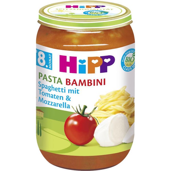 HiPP Bio Pasta Bambini Špagety s rajčaty a mozzarellou 250g 8+