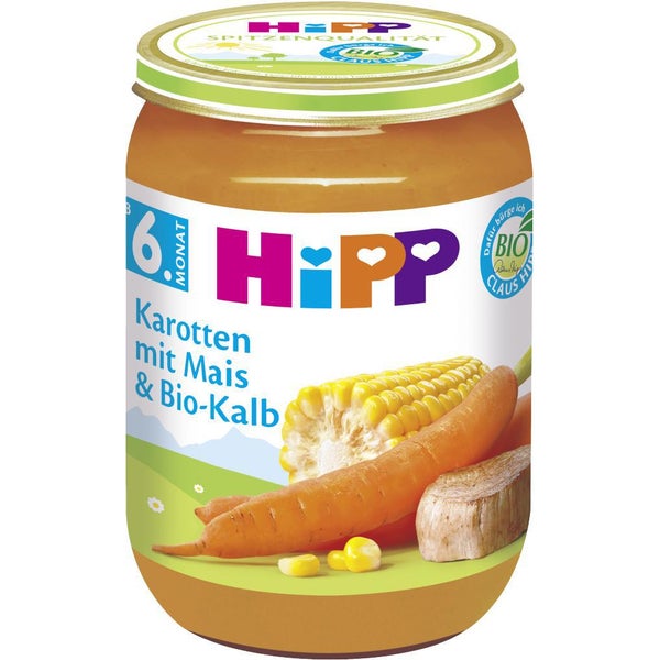 HiPP Bio Mrkev s kukuřicí a BIO telecím masem 190g 6+