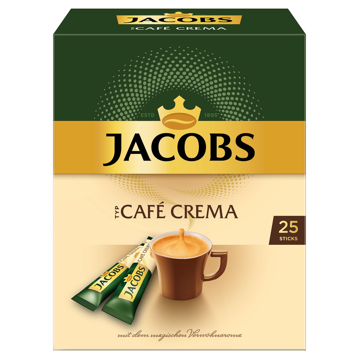 Jacobs Café Crema rozpustná káva, porcovaná 25ks