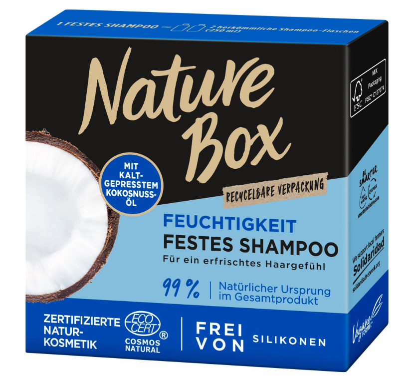 Nature Box tuhý šampón se za studena lisovaným kokosovým olejem 85g