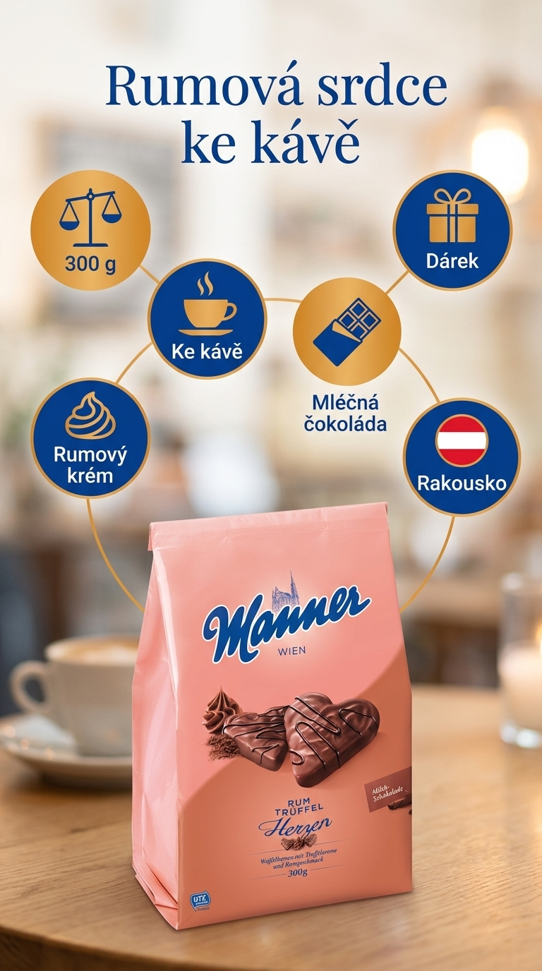 Manner Rumová srdce 300g - mobilní infografika