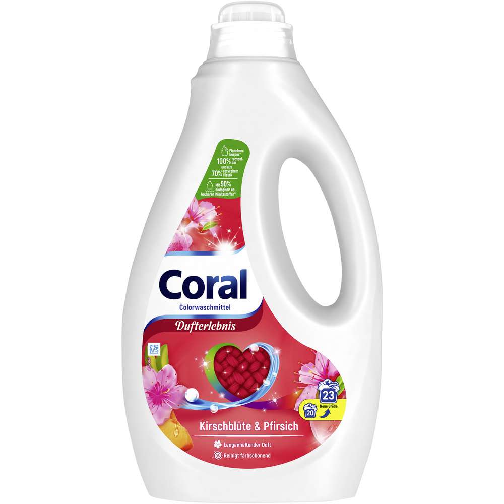 Coral prací gel Color s vůní třešňových květů a broskví 23 dávek, 1,15l