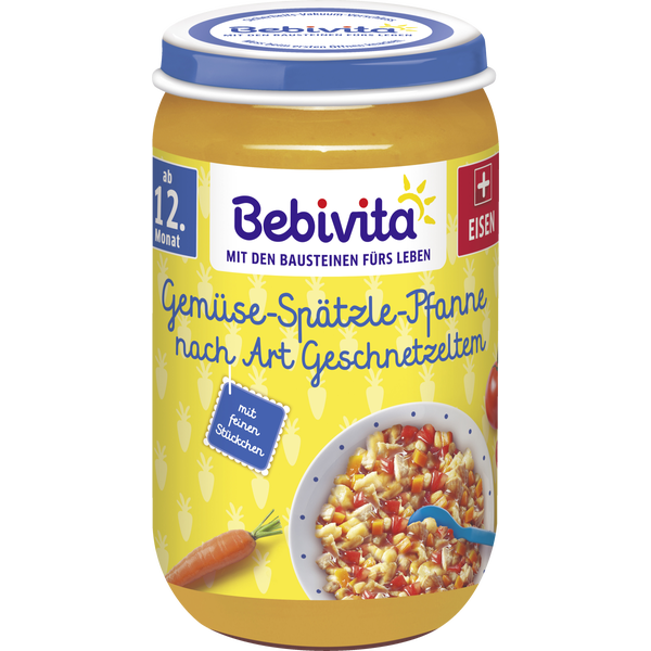 Bebivita 12+ BIO zeleninová pánev se špeclemi ve stylu drceného masa 250g