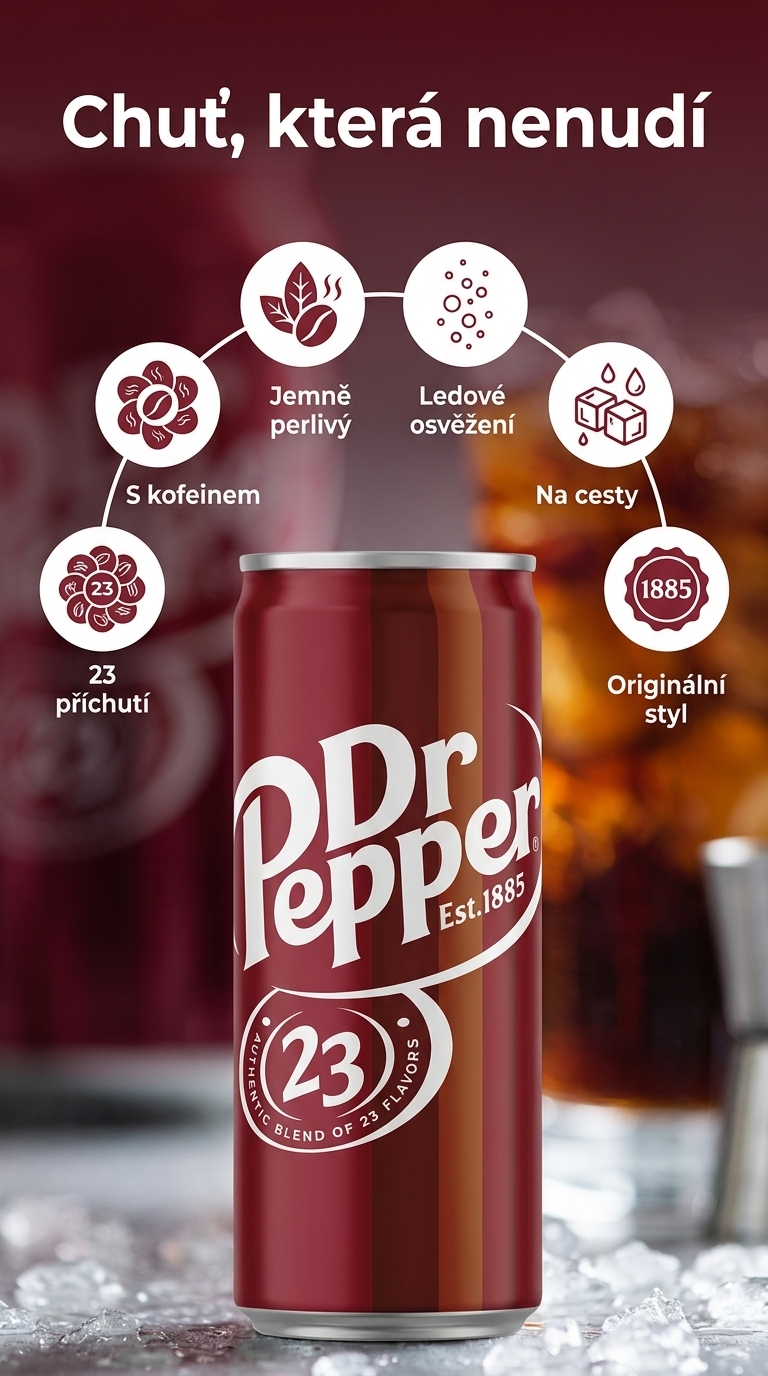 Dr Pepper limonáda 330 ml - mobilní infografika
