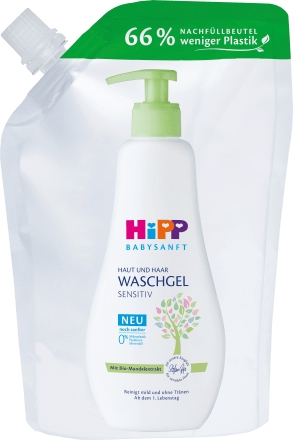 HiPP Babysanft mycí gel na pokožku i vlásky, náhradní náplň 400 ml