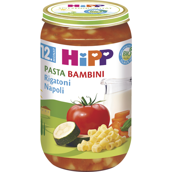 HiPP Bio Menu Bambini těstoviny Rigatoni Napoli 250g 12+