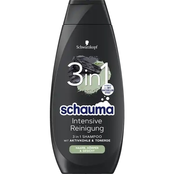 Schauma Men posilující šampon na vlasy 3v1 s aktivním uhlím 400 ml
