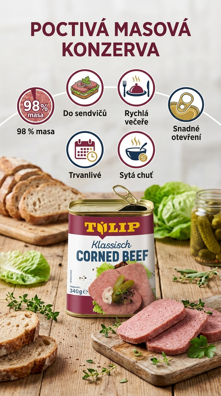 Tulip Corned Beef Original - mobilní infografika