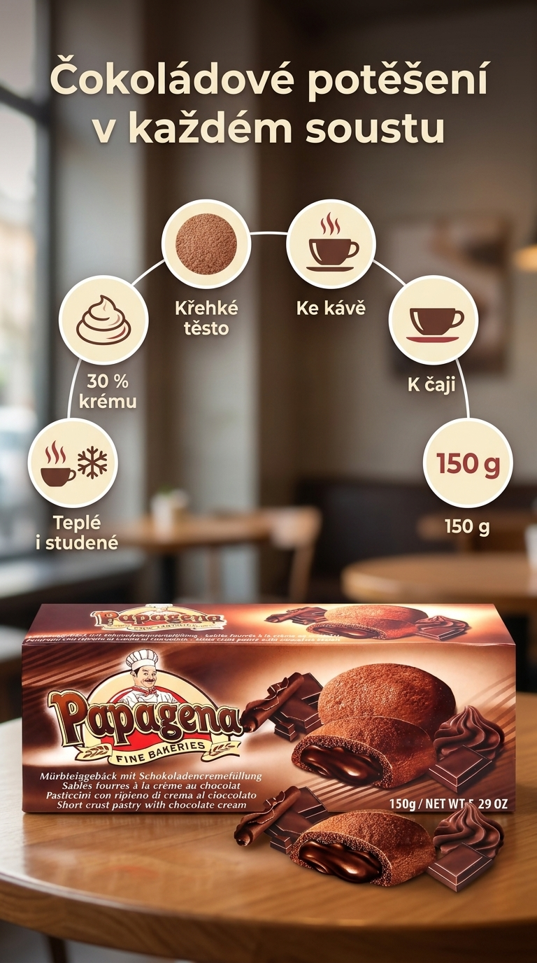 Papagena piškoty s čokoládovou náplní - mobilní infografika