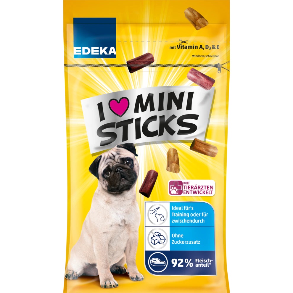 Edeka I love Ministicks, malé žvýkací pochoutky 60 g