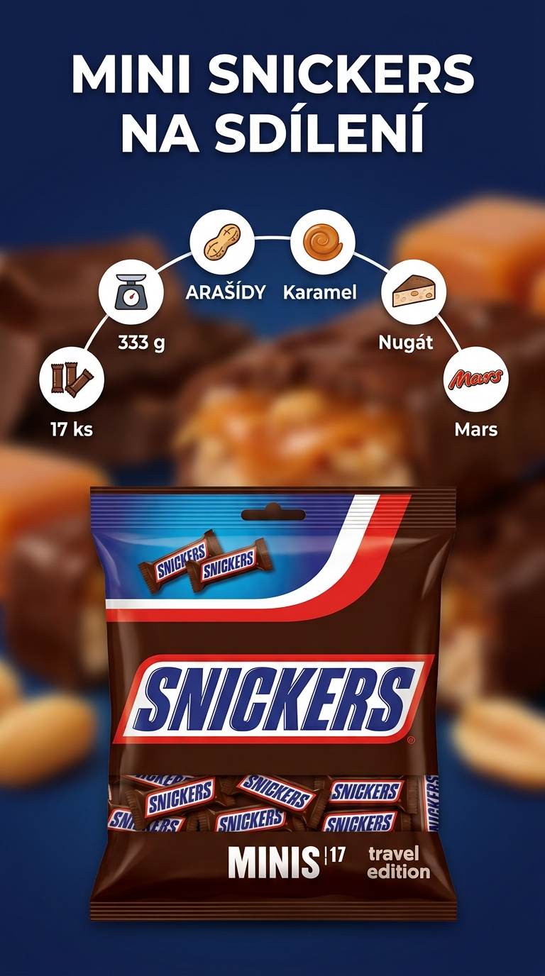 Snickers Minis - mobilní infografika
