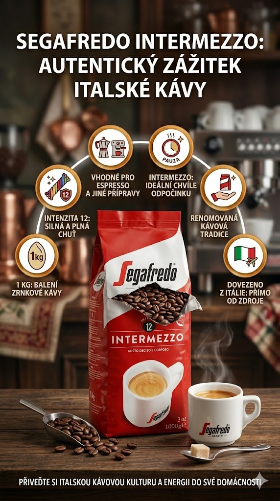 Segafredo Intermezzo zrnková káva 1 kg - mobilní infografika
