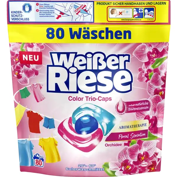 Weisser Riese Color Trio Caps Aromaterapie Orchidejový a makadamový olej 80 dávek 960 g