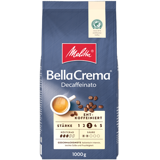 Melitta BellaCrema bez kofeinová zrnková káva 1kg